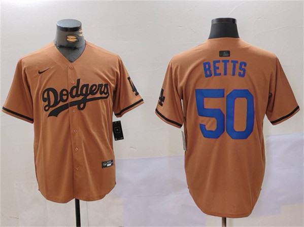 Los Angeles Dodgers #50 Mookie Betts Brown Cool Base Stitched Jersey - Click Image to Close